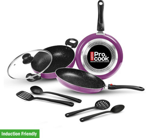 MILTON Pro Cook Kitchen Jewel Plus Granito, Dark Purple Induction Bottom Non-Stick Coated Cookware Set