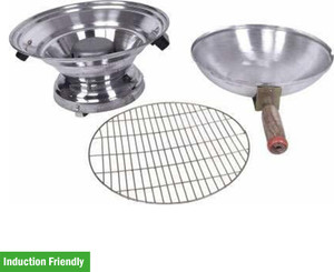maa narmada Maa Narmada Aluminum Tandoor Bati Maker Baking Oven, 25 x 25 x 35 cm, 1 Piece, Silver Gas Tandoor, Barbecue Grill Food Steamer Cookware Set (Aluminium, 1 - Piece) Induction Bottom Non-Stick Coated Cookware Set