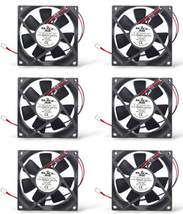 Black Air 80mm High Speed 12V DC Cabinet Fan (Pack of 6) | 3200 RPM | Durable Ball Bearing Cooling Fan Cabinet Cooler