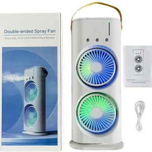 WeProve Portable Dual Spray Fan Humidifier with LED Lights | Personal Mini Air Cooler Cooling Fan All in one Cooler