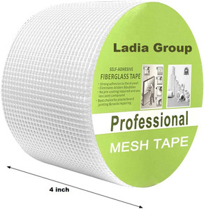 ladia group Fiber Glass Mesh Roll, Width 100 mm, 4 Inch Length, 50 Meters, Thickness 145 GSM Crack Filler