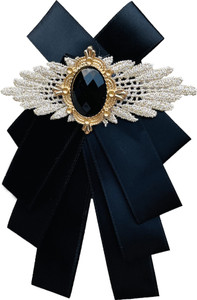 CALIXTO Calixto Men's Designer Black Cravats Microfiber Satin Adjustable Strap Cravat