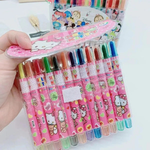 Aatisons 12 Pcs Cartoon Printed Rolling Crayons Set | For Girls & Kids |