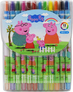 AARNASHOPPE PEPPA PIG Crazy Twistable Rolling Non Toxic Coloring Crayons for Kids(12 Colors)