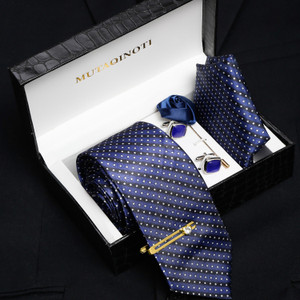 MUTAQINOTI Silk Cufflink & Tie Pin Set