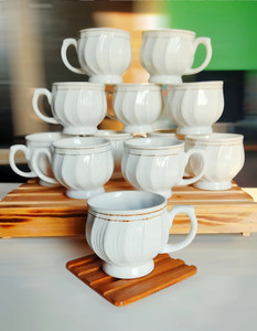 Clay heaven Pack of 12 Ceramic Tea Cup Karina Shape