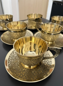 DANKY Brass Premium Brass Cup Set – 6 Pcs | Ideal for Gifting & Daily Use