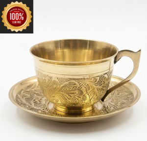 Swarna Brass Pack of 1 Brass Premium Pure Brass Cup and Saucer Set of 1 – 125ml | Elegant Tea Cup Plate Set