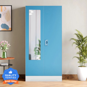 Godrej Interio Slimline 2 Door with Locker and Drawer and Star Design Mirror Metal Almirah