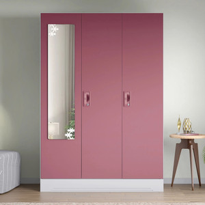 Interio by Godrej Slimline 3 Door with Locker, Drawer and Star Design Mirror Metal Almirah
