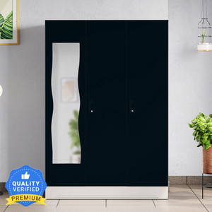 Godrej Interio Slimline 3 Door with Locker, Drawer and Curvilinear Mirror Metal Almirah