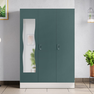 Godrej Interio Slimline 3 Door with Locker, Drawer and Curvilinear Mirror Metal Almirah