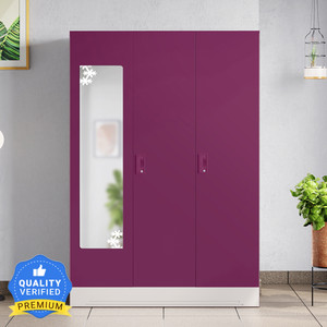 Godrej Interio Slimline 3 Door with Locker and Star Design Mirror Metal Almirah