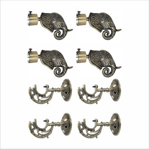 GLOXY Gold Rod Rail Bracket, Curtain Knobs, Curtain Hooks, Curtain Rods Metal
