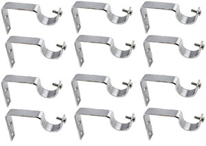LEEZEN Architectural Hardware Silver Curtain Hooks, Curtain Knobs, Curtain Rods, Rod Rail Bracket Metal