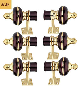 AVLEN Maroon, Gold Rod Rail Bracket, Curtain Knobs, Tassels, Curtain Rods Metal