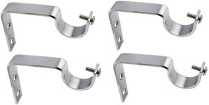 LEEZEN Architectural Hardware Silver Rod Rail Bracket, Curtain Hooks, Tieback Hook, Curtain Rods Metal