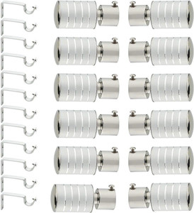 LEEZEN Architectural Hardware Silver Rod Rail Bracket, Curtain Hooks, Curtain Rings, Tieback Hook Metal