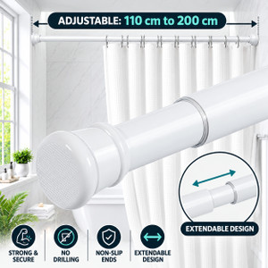 HomeCloud White Curtain Rods Metal