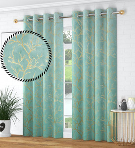 IndianOnlineMall 213 cm (7 ft) Door Velvet Room Darkening Curtain (Pack Of 2)
