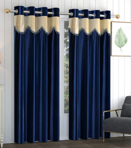 Divine Home Décor 154 cm (5 ft) Window Polyester Semi Transparent Curtain (Pack Of 2)