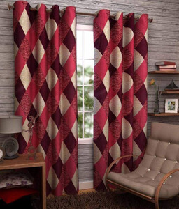 Achintya 214 cm (7 ft) Polyester Semi Transparent Door Curtain (Pack Of 2)