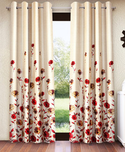 Home Sizzler 213 cm (7 ft) Door Polyester Semi Transparent Curtain (Pack Of 2)