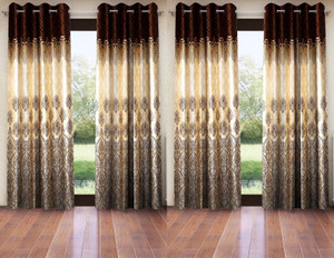 Home Sizzler 153 cm (5 ft) Window Polyester Semi Transparent Curtain (Pack Of 4)