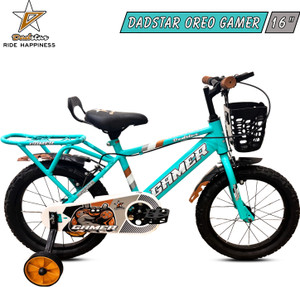 DADSTAR GAMER OREO 16 INCH AQUA GREEN TUBELESS TYRE 16 T KIDS CYCLE FOR AGE 4 TO 7 YRS 16 T (inch) Road Cycle