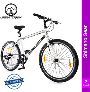 Urban Terrain UT777 Steel MTB 7 Speed With Shimano Geared and Ride Tracking App 26 T (inch) Road Cycle