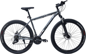 PLUTUS Fire Microshift Bike for Adults (12 Yrs) Dual Disc Brake, Multi Speed (Silver) 29 T (inch) Mountain Cycle