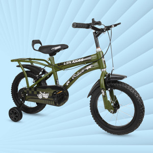 Lsn rides 14T STEEL RIM RIDEON ARMY STYLE BICYCLE WITH CARRIER|Bicycle For Kids 14 T (inch) BMX Cycle