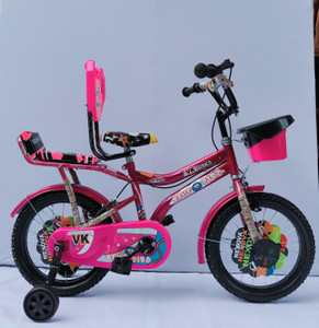 VK BIKES BICYCLE 16T ZOOM DOUBLE SEAT EDITION (PINK) FOR 4 TO 6 YEAR KIDS BABY 16 T (inch) BMX Cycle