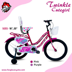 FOXGLOVE TWINKLE PINK STEEL FRAME TIRE TUBE FOR AGE GROUP 5 TO 10 YRS 90% FITTED 20 T रोड साइकिल