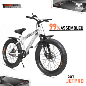 FITBOLD JetPro Fat Bike| Wheel-20x300 | White | Age 5-8Years | 99%Fitted |Ready to Ride 20 T (inch) Fat Tyre Cycle