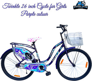 FOXGLOVE Twinkle 26 Inch Purple with Basket Girls Cycle for Height 4Ft to 6 ft 85% Fitted 26 T (inch) Road Cycle