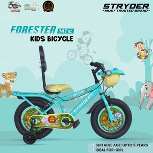 STRYDER Forester IC Eva 14T Kids Cycle with Backrest, Basket & Training Wheels | 14 T (inch) BMX Cycle