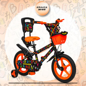 Kraasa Alphabet 14 Inch Kids Cycle For Age 2-5 Years With Side Wheels|| 95% Assembeld|| 14 T (inch) BMX Cycle