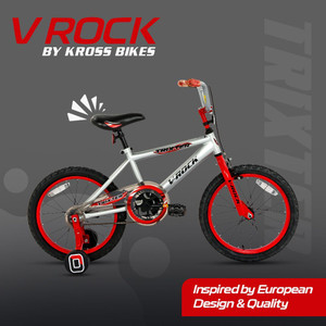 Vrock Trixter 18T Silver-Red Kids Bike, Steel Frame, Coaster Hub 18 T (inch) BMX Cycle