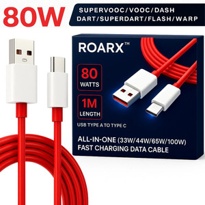 RoarX USB Type C Cable 8 A 1 m TPE SuperVOOC/Dash/Wrap charger Cable Compatible with oneplus OnePlus 12/OnePlus 12r /OnePlus 11/OnePlus 11R/OnePlus 10 Pro/OnePlus 10R/ 9R/ 8 / 8T / 7 / 7T / 6
