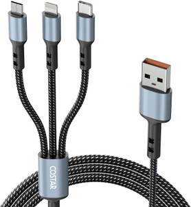 Costar 3-in-1 Cable 3 A 1.5 m Nylon Braided 60W Multi Fast Charging Cable with Lightning, Type-C, Micro USB