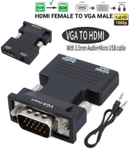 BALRAMA  TV-out Cable VGA to HDMI Adapter HDMI Female to VGA Male with Audio Output Cable Converter