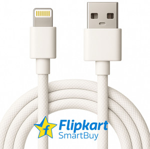 Flipkart SmartBuy Lightning Cable 2.4 A 1 m Cotton Braided Original Quality 12W Usb to iphone cable Charging Data Cable, Replacement for Apple usb type a to lightning cable | Replacement for Apple Carplay Cable