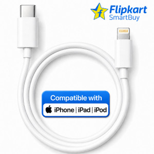 Flipkart SmartBuy Lightning Cable 3 A 1 m TPE Original Quality 20W Lightning Type C to Lightning Fast Charging Data Cable, Replacement for Apple charger lightning cable | C to Lightning Cable