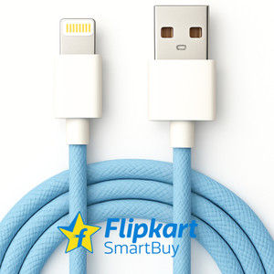 Flipkart SmartBuy Lightning Cable 2.4 A 1 m Cotton Braided Original Quality 12W USB Type A to iphone cable Charging Data Cable, Replacement for Apple usb type a to lightning cable | Replacement for Apple Lightning Carplay Cable