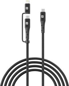 Portronics Lightning Cable 2 A 1.2 m Konnect J6 60W 2-in-1 (Type C to 8 PIN + Type-C)
