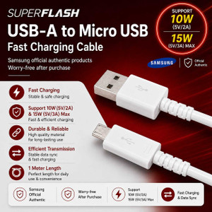 SUPERFLASH Micro USB Cable 2 A 1.5 m SAMSUNG ORIGINAL USB-A to Micro USB