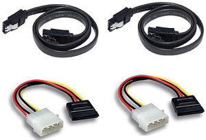 Paruht Power Sharing Cable 0.15 m (Pack of 2+2) SATA III (3) Cable with Locking Latch+ 4 Pin Molex to 15 Pin Combo