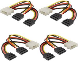 Paruht Power Sharing Cable 0.15 m [4 pcs] 4 Pin Molex to Dual SATA Power Y Cable Adapter