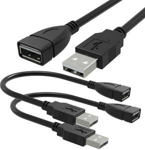 STORITE Reversible USB 2.0 2 A 0.15 m Male to Female Extension Plug/Socket Adapter Cable (2 Pack)